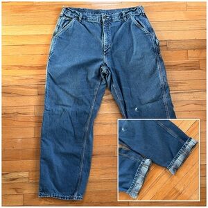 VTG Carhartt B14 DST Flannel Lined Relaxed Carpenter Jeans USA Dungarees Y2K